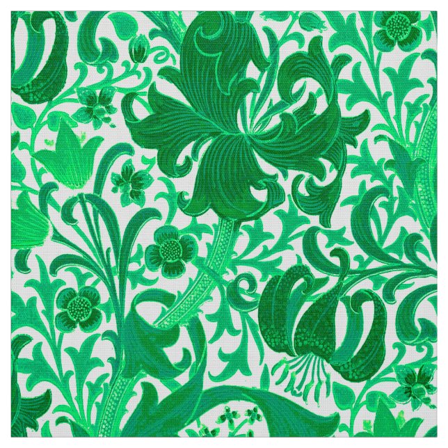 William Morris Iris och lilja, Jadegrönt Tyg (Provkarta)