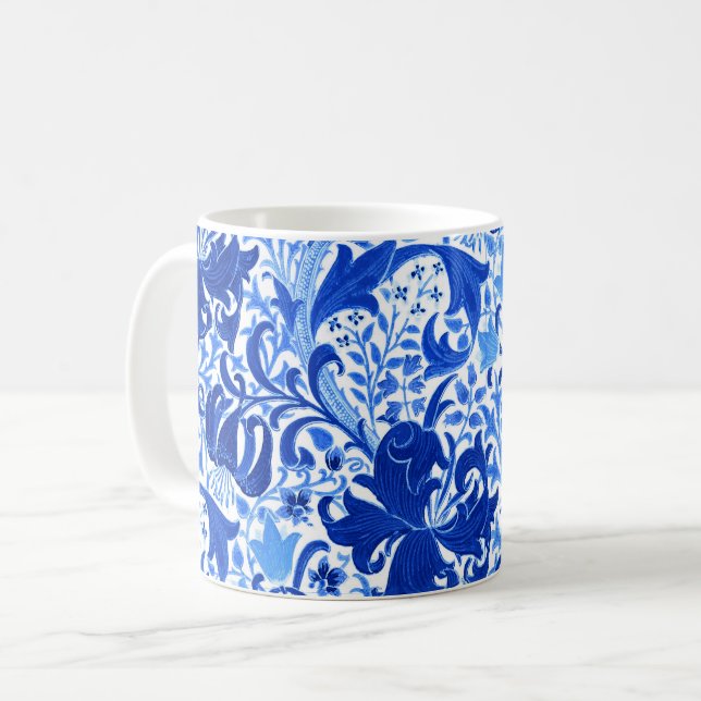 William Morris Iris och lilja, koboltblått Kaffemugg (Framsida vänster)