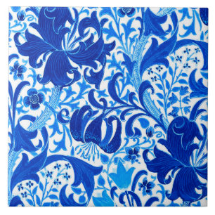 William Morris Iris och lilja, koboltblått Kakelplatta