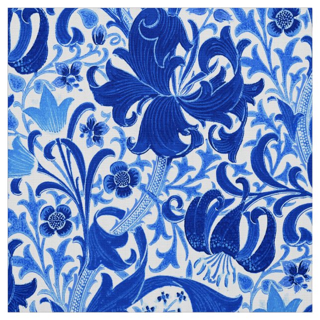 William Morris Iris och lilja, koboltblått Tyg (Provkarta)