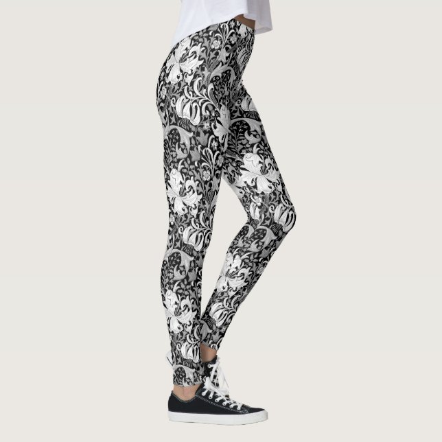 William Morris Iris och lilja som är svartvita Leggings (Höger)