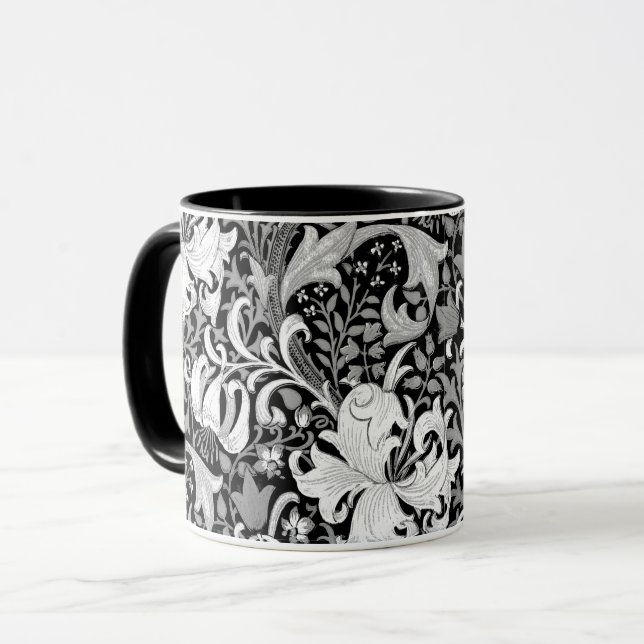 William Morris Iris och lilja som är svartvita Mugg (Framsida vänster)