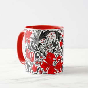 William Morris Iris och Lily, Black, White och Red Mugg