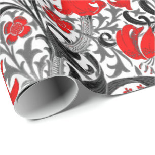 William Morris Iris och Lily, Black, White och Red Presentpapper