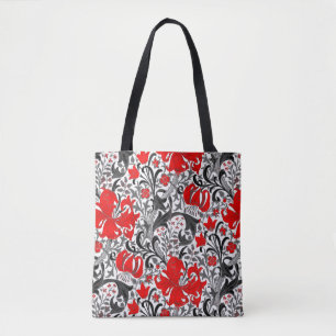 William Morris Iris och Lily, Black, White och Red Tygkasse