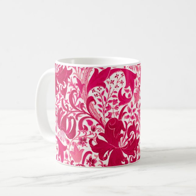 William Morris Iris och Lily, Fuchsia Rosa Kaffemugg (Framsida vänster)