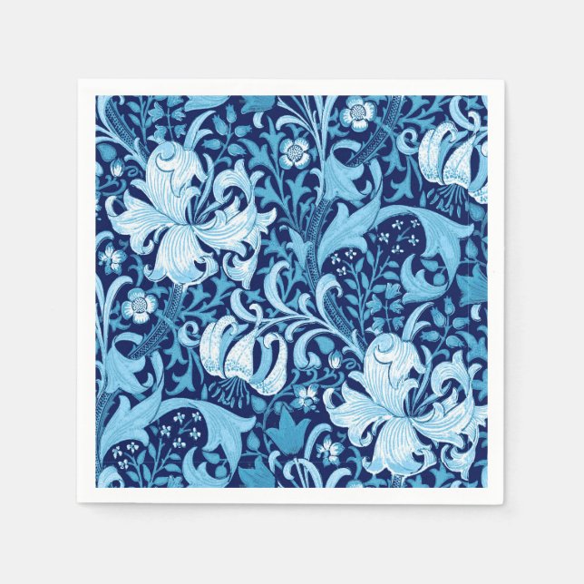 William Morris Iris och Lily, Indigo Blue Pappersservett (Framsidan)