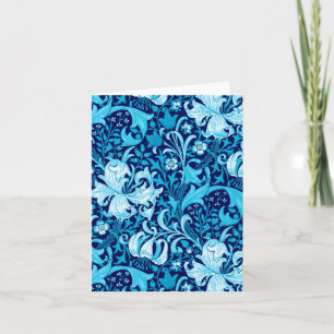 William Morris Iris och Lily, Indigo Blue & White Kort