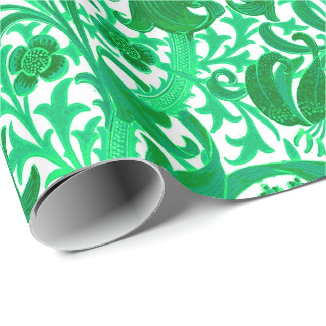 William Morris Iris och Lily, Jade Grönt Presentpapper (Rullad Hörn)