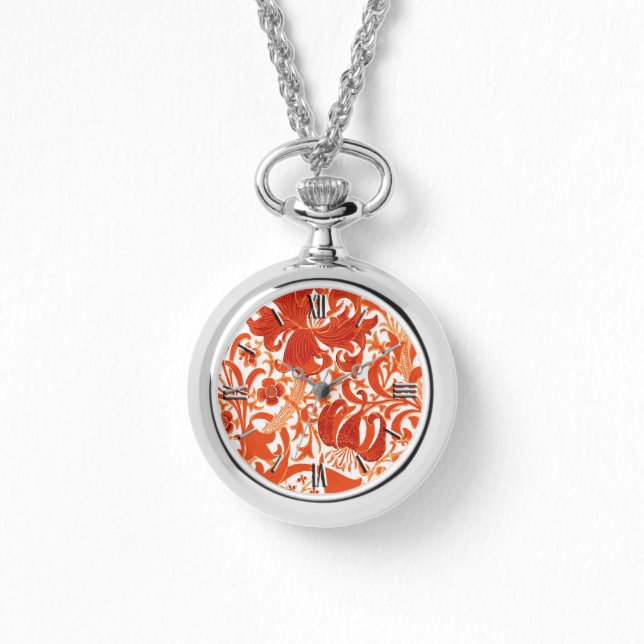 William Morris Iris och Lily, Mandarin Orange Armbandsur (Framsida)