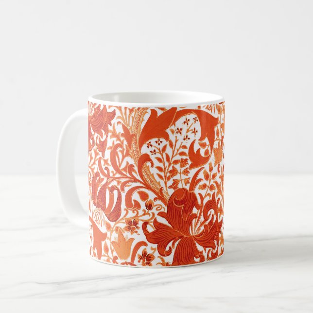 William Morris Iris och Lily, Mandarin Orange Kaffemugg (Framsida vänster)