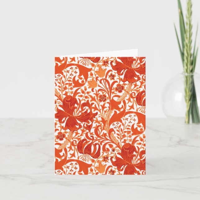 William Morris Iris och Lily, Mandarin Orange Kort (Framsida)