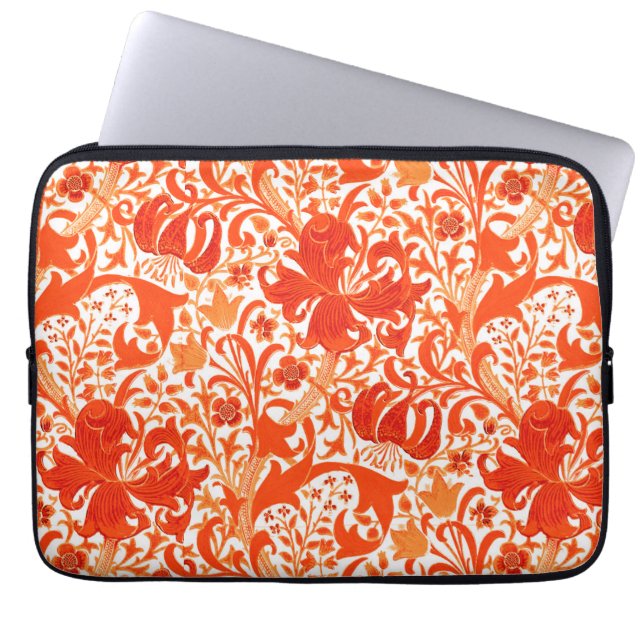 William Morris Iris och Lily, Mandarin Orange Laptop Fodral (Framsidan)