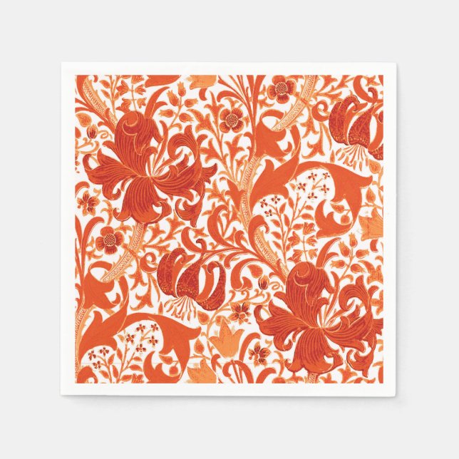 William Morris Iris och Lily, Mandarin Orange Pappersservett (Framsidan)