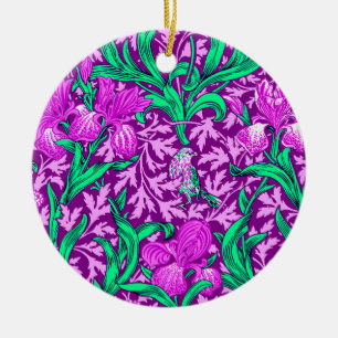 William Morris Irises, Amethyst Lila Julgransprydnad Keramik