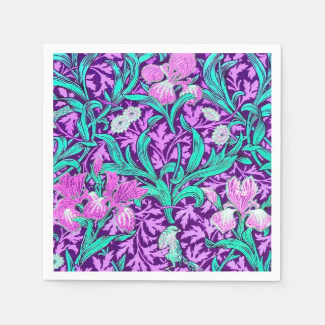 William Morris Irises, Amethyst Lila Pappersservett (Framsidan)
