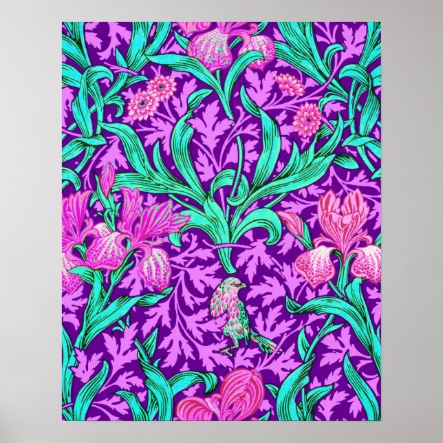 William Morris Irises, Amethyst Lila Poster (Framsidan)