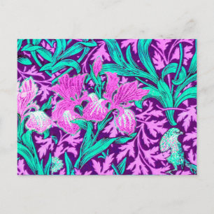 William Morris Irises, Amethyst Lila Vykort