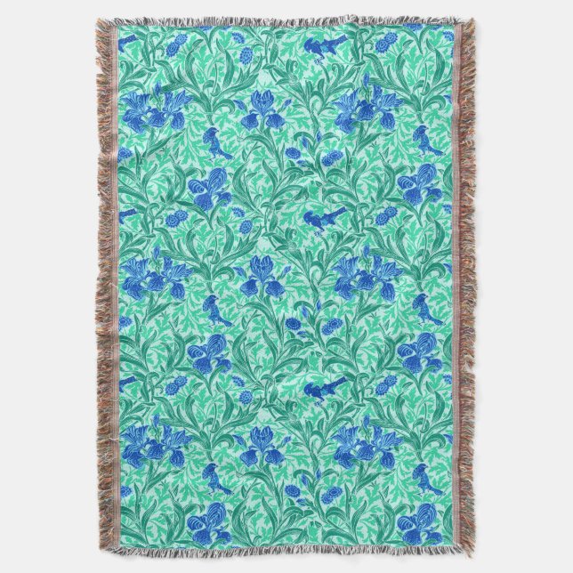 William Morris Irises, Cobalt Blue, Aqua and Teal Filt (Framsidan Vertikal)