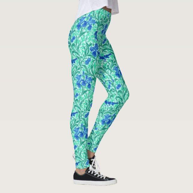 William Morris Irises, Cobalt Blue, Aqua and Teal Leggings (Höger)