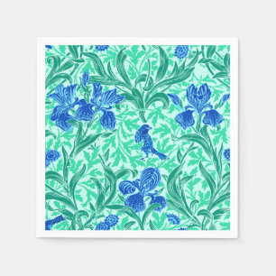 William Morris Irises, Cobalt Blue, Aqua and Teal Pappersservett