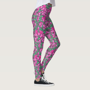 William Morris Irises, Fuchsia Rosa och Vin Leggings