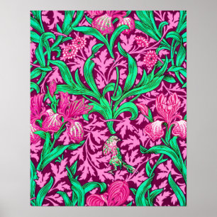 William Morris Irises, Fuchsia Rosa och Vin Poster