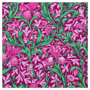 William Morris Irises, Fuchsia Rosa och Vin Tyg