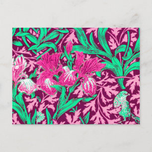 William Morris Irises, Fuchsia Rosa och Vin Vykort