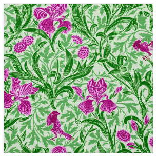 William Morris Irises, Grönt, Magenta och Orchid Tyg