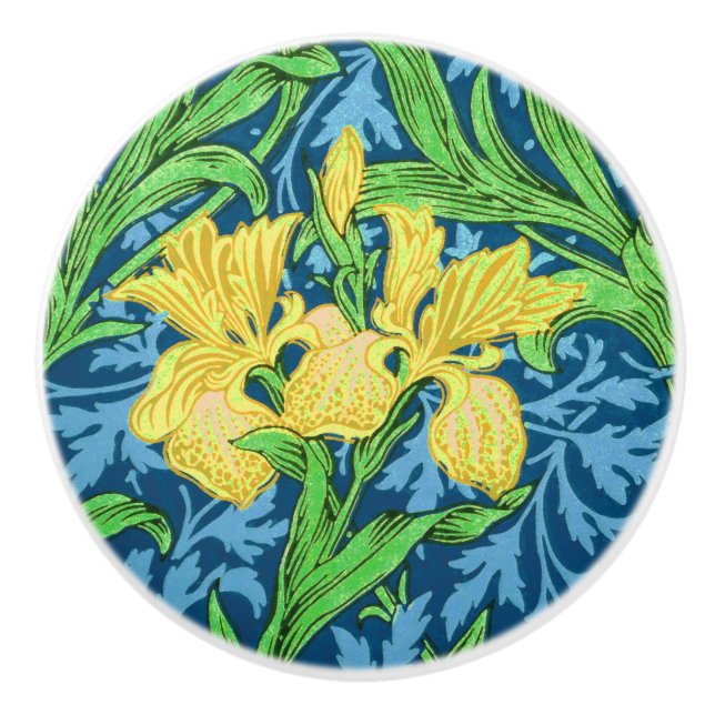 William Morris Irises, Gult and Cobalt Blue Knopp (Framsidan)