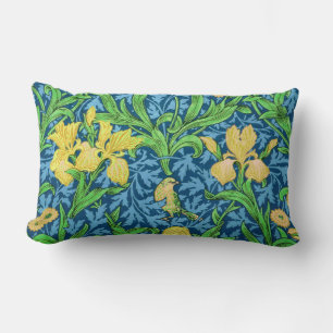 William Morris Irises, Gult and Cobalt Blue Lumbarkudde