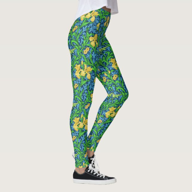 William Morris Irises, Gult och Cobalt Blue Leggings (Höger)