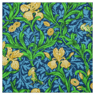 William Morris Irises, Gult och Cobalt Blue Tyg