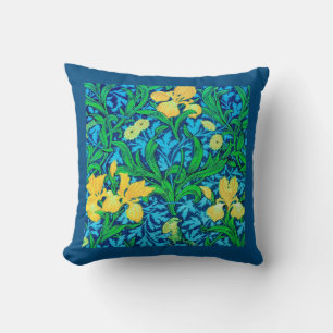William Morris Irises, gult och koboltblått Kudde