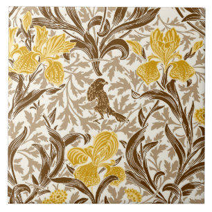 William Morris Irises, Mustard Guld, Brown & Beige Kakelplatta