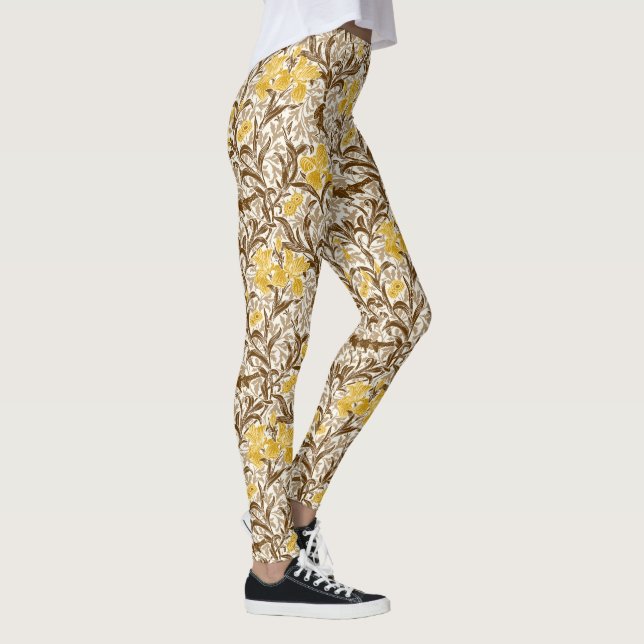 William Morris Irises, Mustard Guld, Brown & Beige Leggings (Höger)