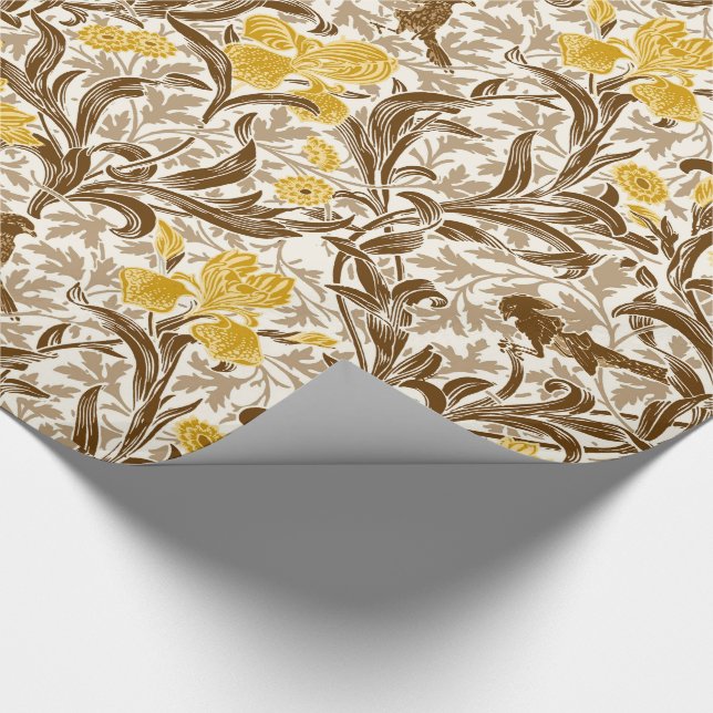 William Morris Irises, Mustard Guld, Brown & Beige Presentpapper (Hörn)
