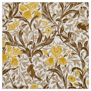 William Morris Irises, Mustard Guld, Brown & Beige Tyg