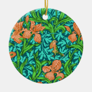 William Morris Irises, Orange och turkos Julgransprydnad Keramik