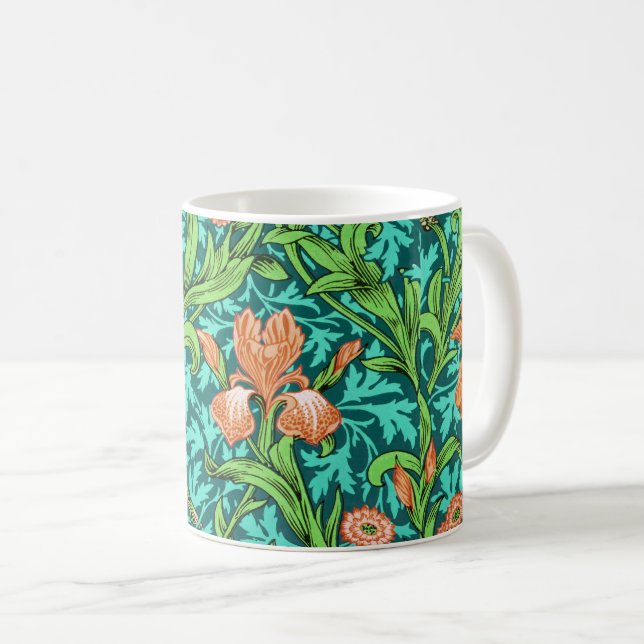 William Morris Irises, Orange och turkos Kaffemugg (Framsida höger)