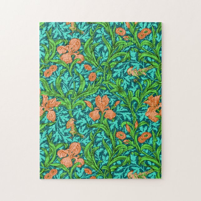 William Morris Irises, Orange och turkos Pussel (Vertikal)