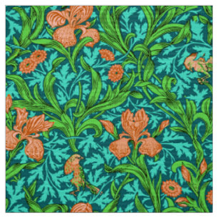 William Morris Irises, Orange och turkos Tyg