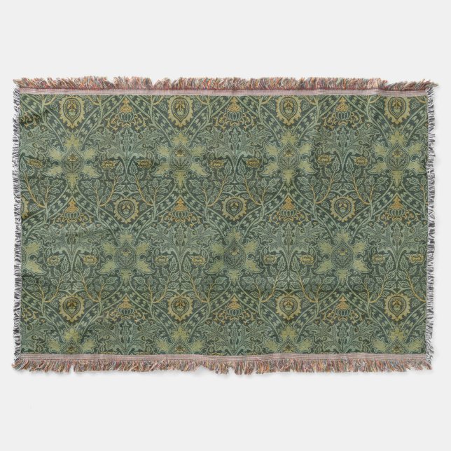 William Morris Ispahan Tealgrön Blommönsterkonst Filt (Framsidan)