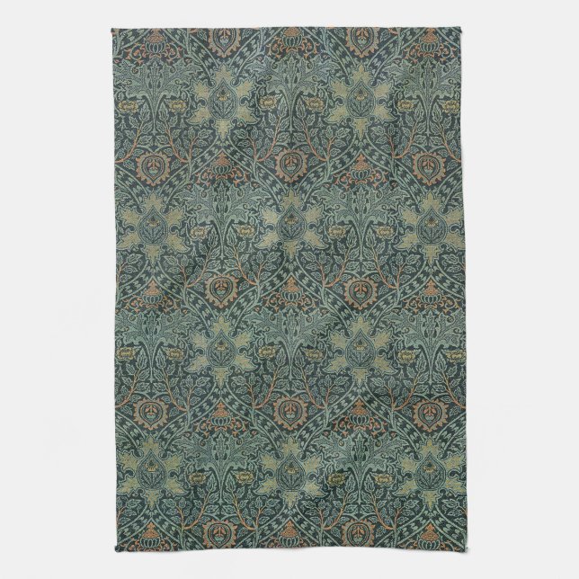 William Morris Ispahan Tealgrön Blommönsterkonst Kökshandduk (Vertikal)