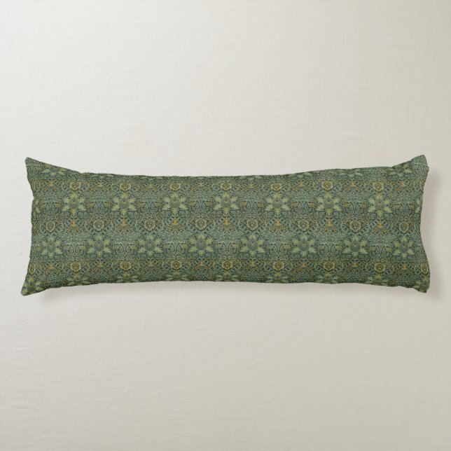 William Morris Ispahan Tealgrön Blommönsterkonst Kroppskudde (Framsidan)