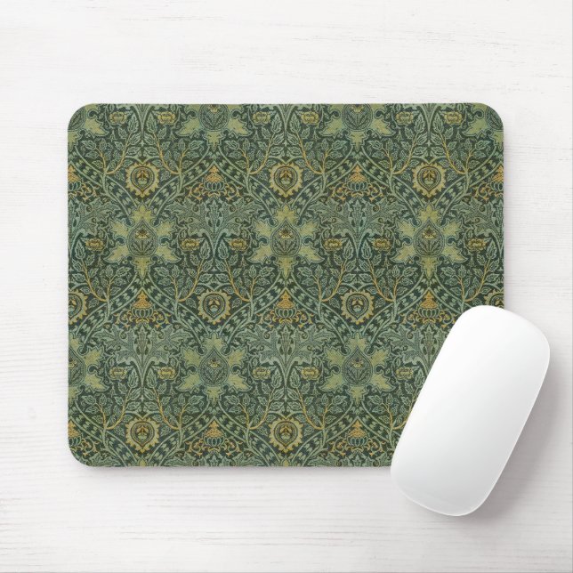 William Morris Ispahan Tealgrön Blommönsterkonst Musmatta (Med mus)
