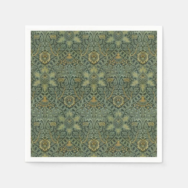 William Morris Ispahan Tealgrön Blommönsterkonst Pappersservett (Framsidan)