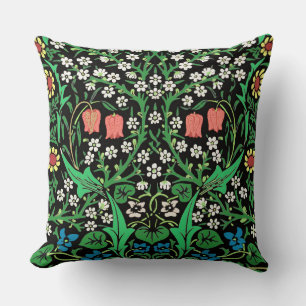 William Morris Jacobean Blommigt, Black Background Kudde