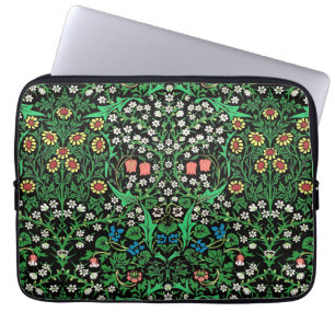 William Morris Jacobean Blommigt, Black Background Laptop Fodral